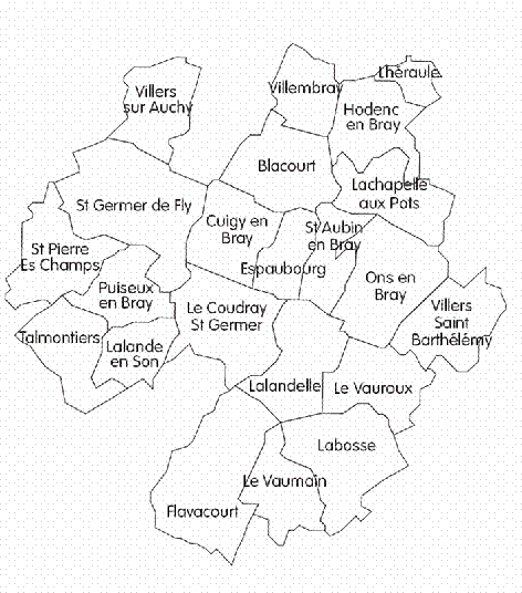 Territoire de la CCPB: les 22 communes
